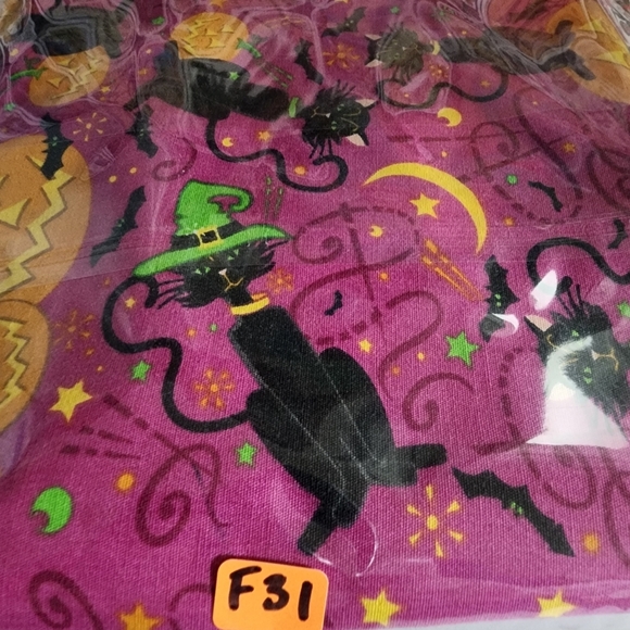 Halloween Scrub Top Women's Medium Pink Black Cat Pumpkin Nursing Medical - Picture 6 of 8